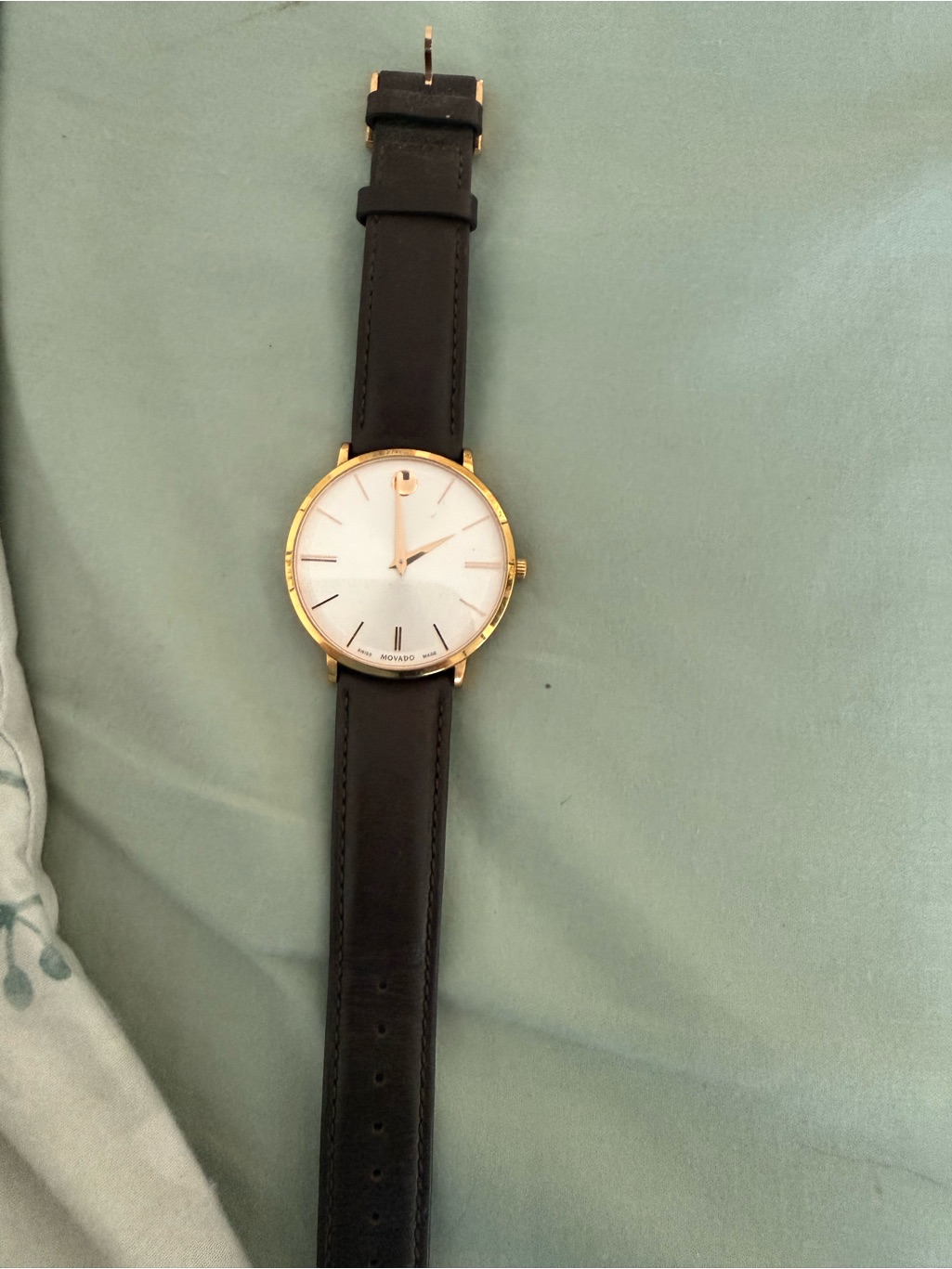 Minimalist Gold Case Watch With Black Leather Strap